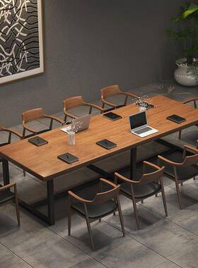 公实木谈会议桌长42404桌简约现代长条桌子lft电脑办大型o洽桌椅