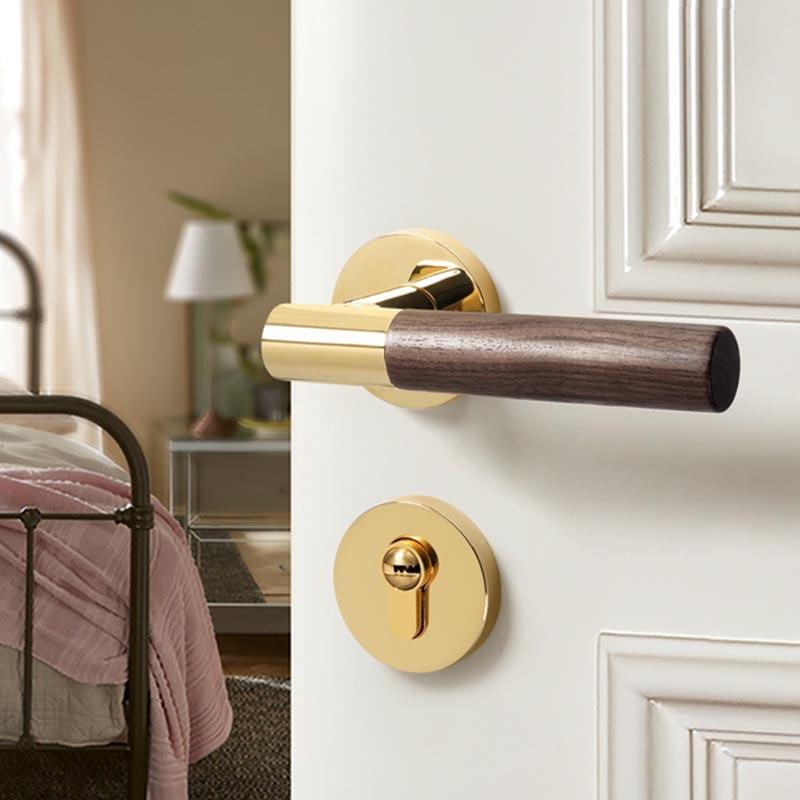 现BBE代新实中式门锁木门门把房手室内通用型卧室胡桃木磁吸静音