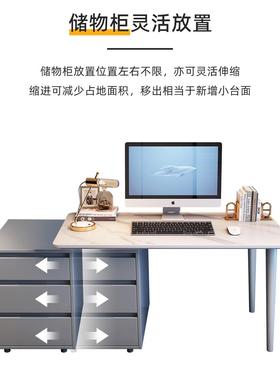 人轻奢岩板实木双桌书柜合家用台式电脑桌ZFR现代转角卧室办书公