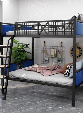 铁艺上下型铺高床小户阁楼儿床童双架层大人铁床楼梯KFG0025上下