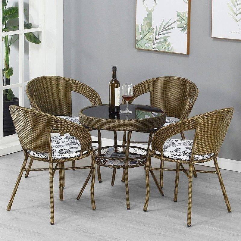 藤椅三件套家用小茶几桌椅靠背椅户外庭院编织椅子阳台休闲桌椅