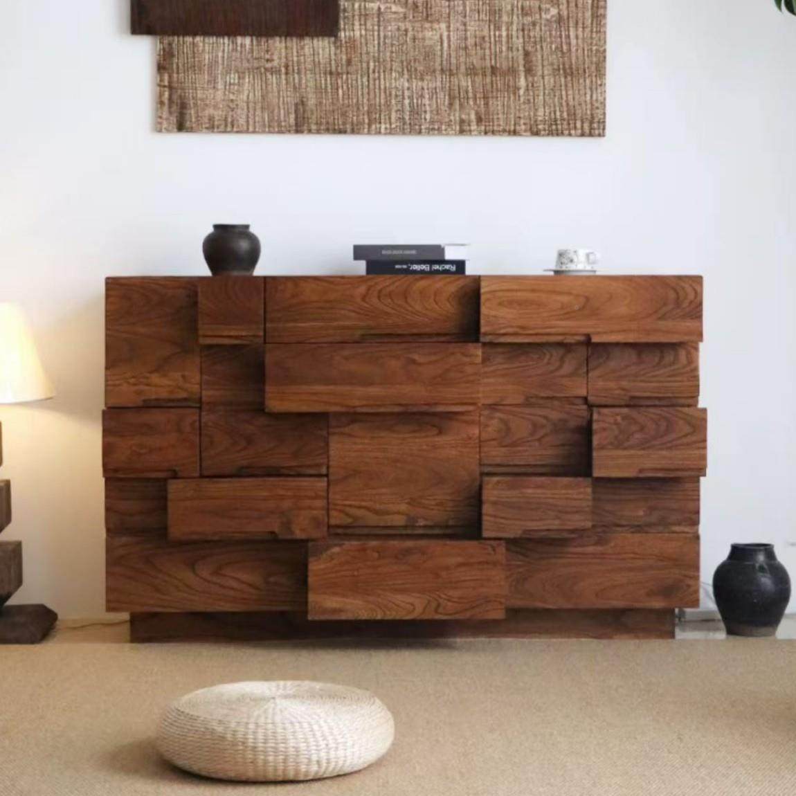 老柜榆九斗柜实木餐柜床木尾抽屉柜日式储物玄关家边用靠墙94672,住宅家具,斗柜,淘宝优惠券,粉丝福利购,淘宝优惠卷