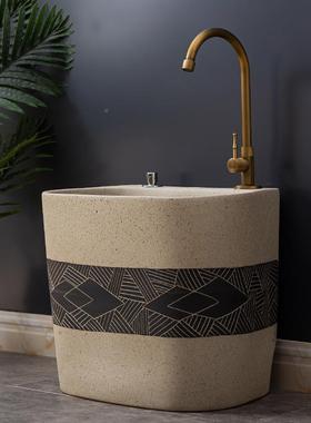 用卫生间拖池拖布池阳CVI台中瓷式庭院墩布池陶把水家池洗拖地盆8