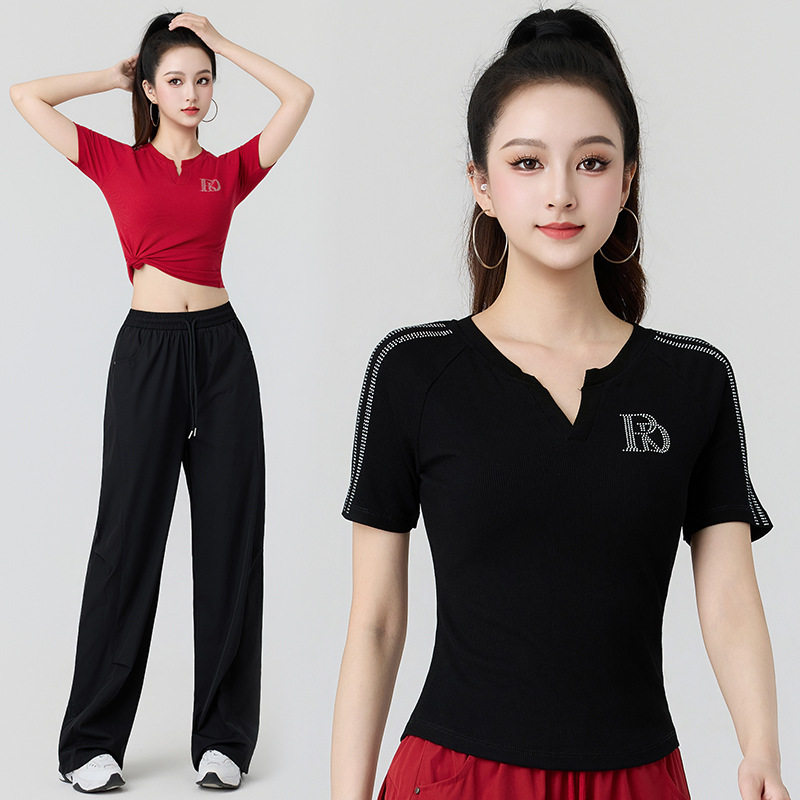 夏季新款广场舞服装上衣女士短袖