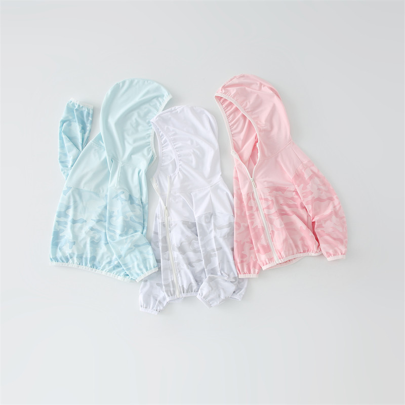 새로운 아동용 후드가 달린 자외선 차단 탑 중년 및 노년층 어린이를 위한 통기성 자외선 방지 피부 의류