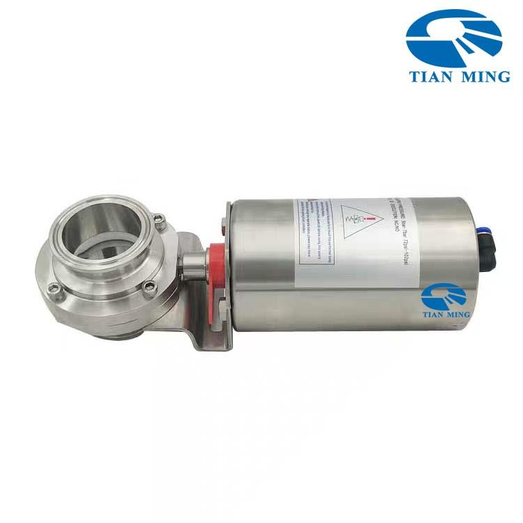 卫生级气动快装蝶阀焊接卡箍快接卡盘立式垂直单作用304Φ19-2