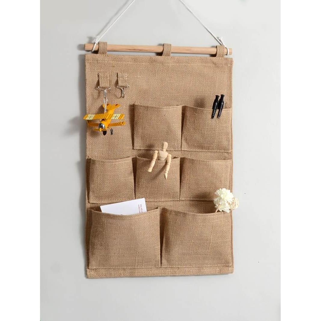 匀发匀发匀发放小东西的袋子棉麻布艺收纳布袋宿舍挂墙上悬挂式收