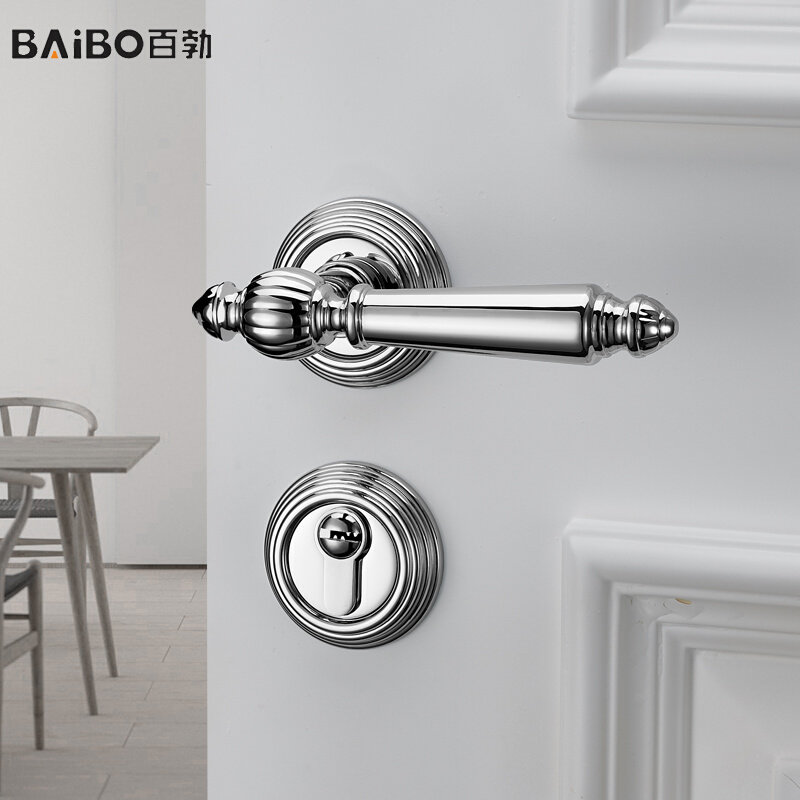 。百勃美式亮铬门锁室内卧室房门锁亮银色法式门把手静音磁吸木门,3C数码配件,USB多功能数码宝,淘宝优惠券,粉丝福利购,淘宝优惠卷