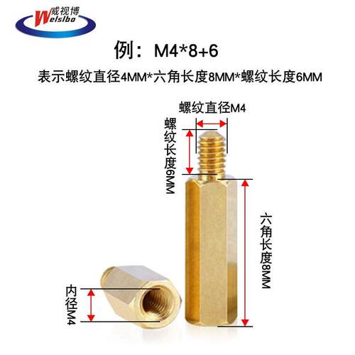 M2.5+5与+6系列单头六角铜柱机箱铜柱隔离柱铜螺柱铜柱螺母支撑柱