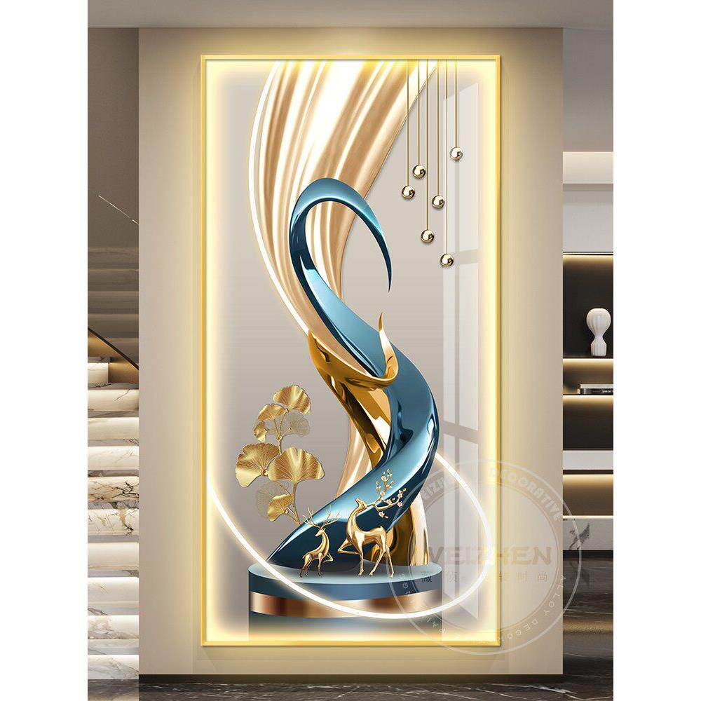 抽象轻奢led带灯入户玄关装饰画走廊过道挂画壁画简约现代高级感