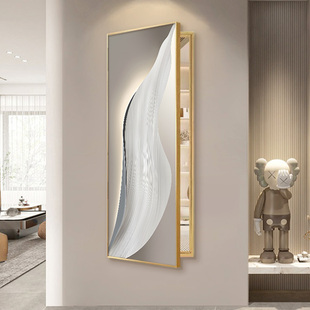 抽象隐藏式全身镜装饰画穿衣镜开门翻开式暗藏可关闭入户玄关壁画