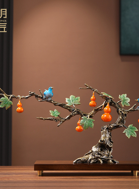 大明铜匠五福葫芦摆件办公室招财家居客厅酒柜装饰品乔迁新居礼物