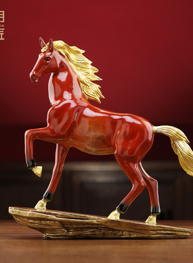 大明铜匠马到成功马摆件玄关办公室工艺品装饰品乔迁新居开业礼物
