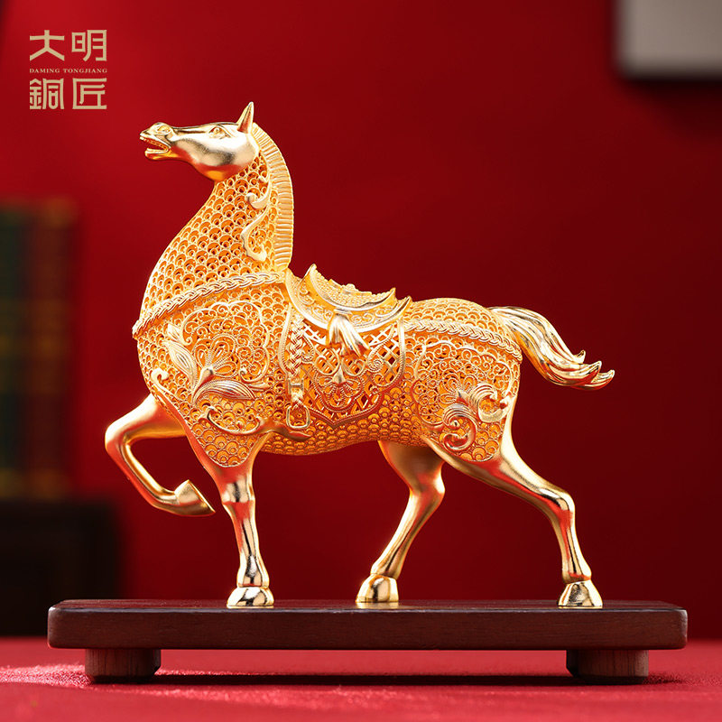 大明铜匠盛世骏马花丝马摆件客厅酒柜办公室玄关装饰乔迁开业礼品图片