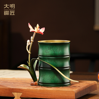 大明铜匠节节高升笔筒摆件家居办公室桌面装饰品送老师教师节礼品