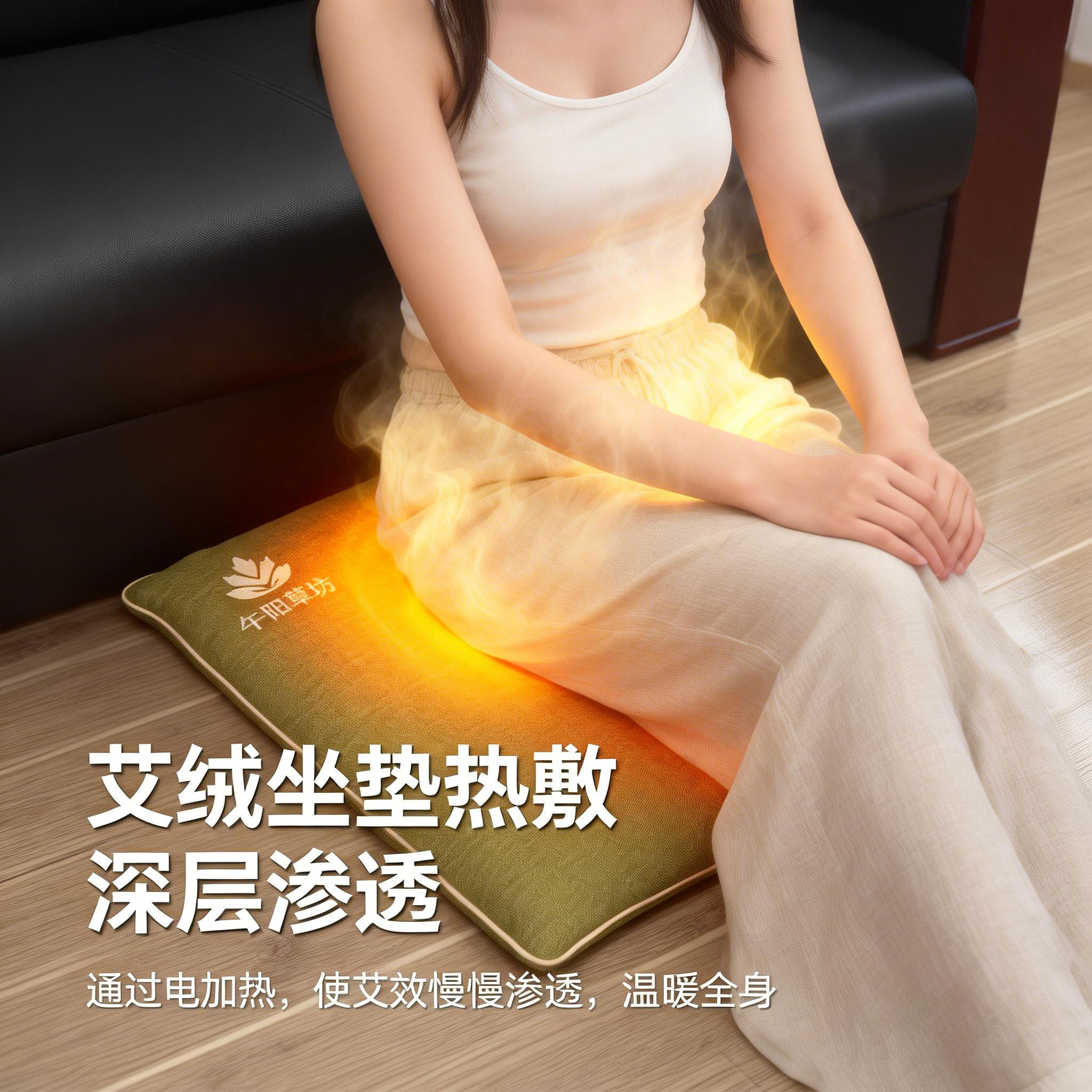 蕲春艾灸坐垫加热艾绒垫子加厚办公室臀部座垫取暖热敷包理疗垫子