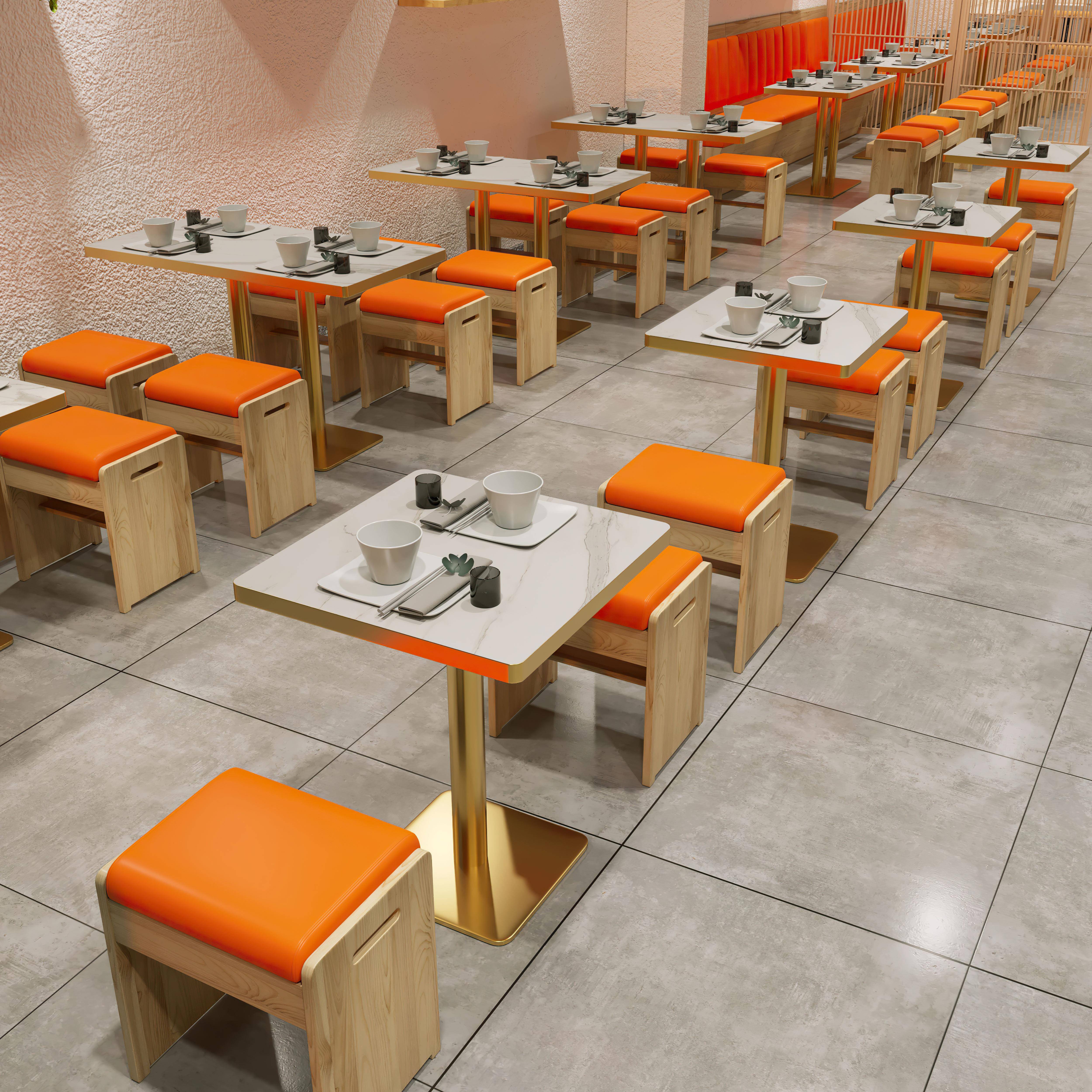 岩板商用餐桌快餐桌椅面馆主题餐厅小吃沙县饭店实木餐饮桌椅组合