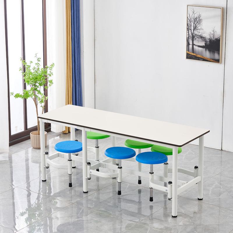 食堂旋转餐桌椅组合工厂员工学校连体餐桌4人6人可伸缩快餐桌定制