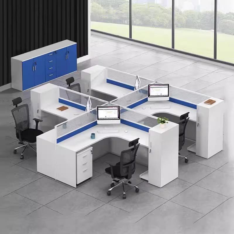 屏风工位办公桌椅组合职员电脑桌隔断卡位干子型工作台带衣柜现代