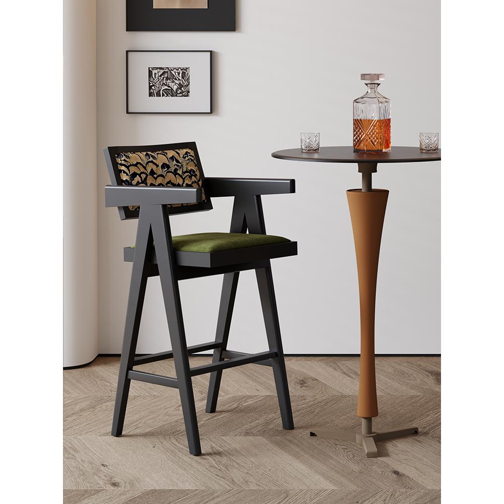 中古风实木吧台椅白蜡木餐厅酒吧高脚椅现代简约咖啡厅岛台吧台凳