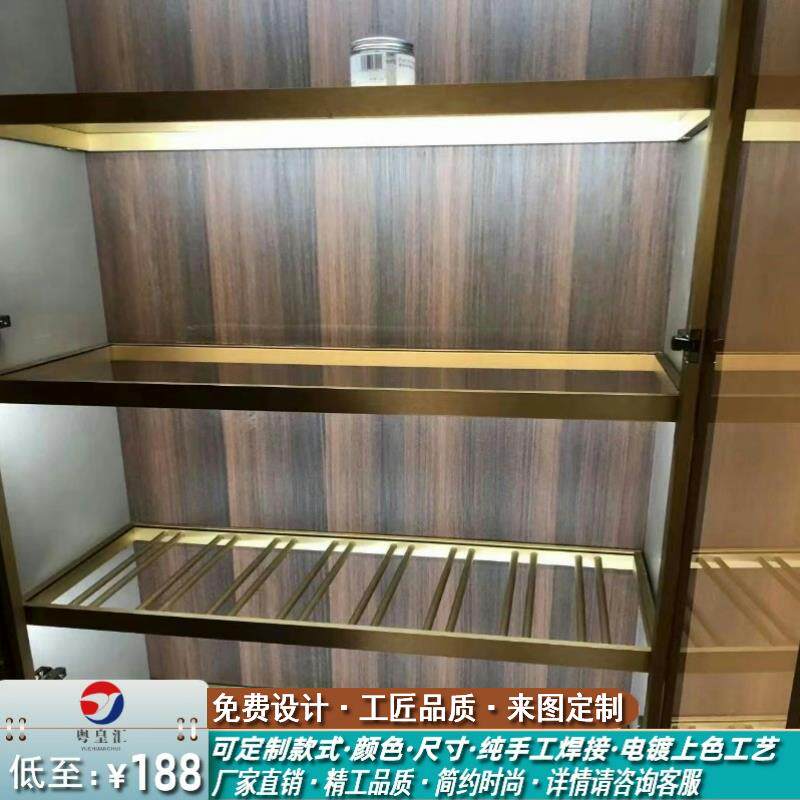 不锈钢单层玻璃层架酒柜木柜加装红酒层架高端展示架定制层板酒架