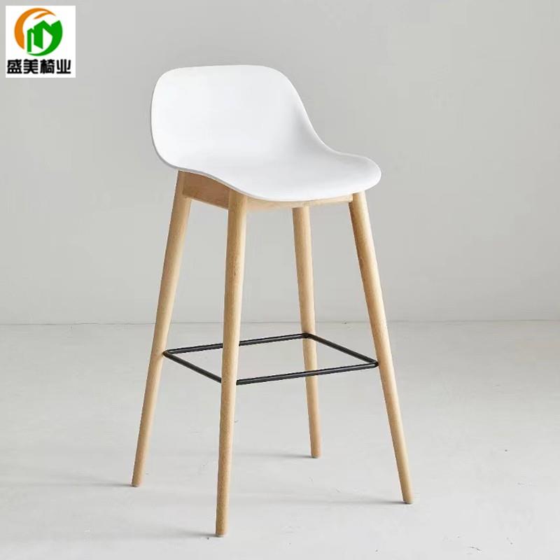 现代简约高脚吧台椅适用于民宿接待的白色休闲高脚椅 奶茶店用吧