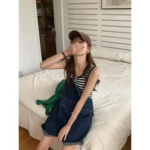2025women clothes带裤女夏季韩版宽松阔腿设计感小个子连体短裤