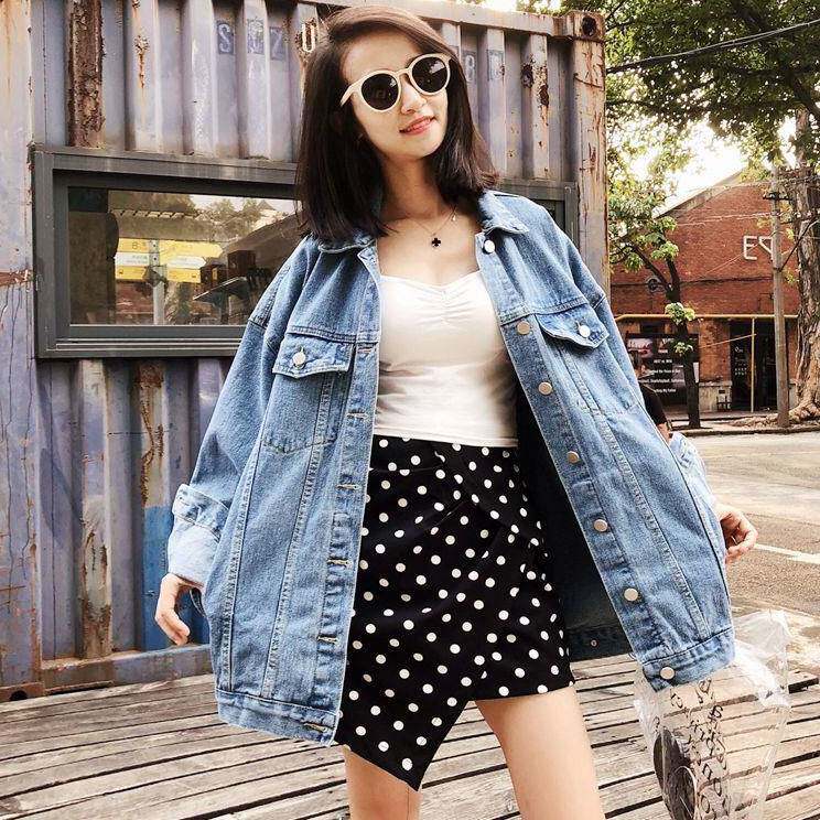 2025women clothes新款韩版牛仔外套女宽松中长款春秋bf风学生潮