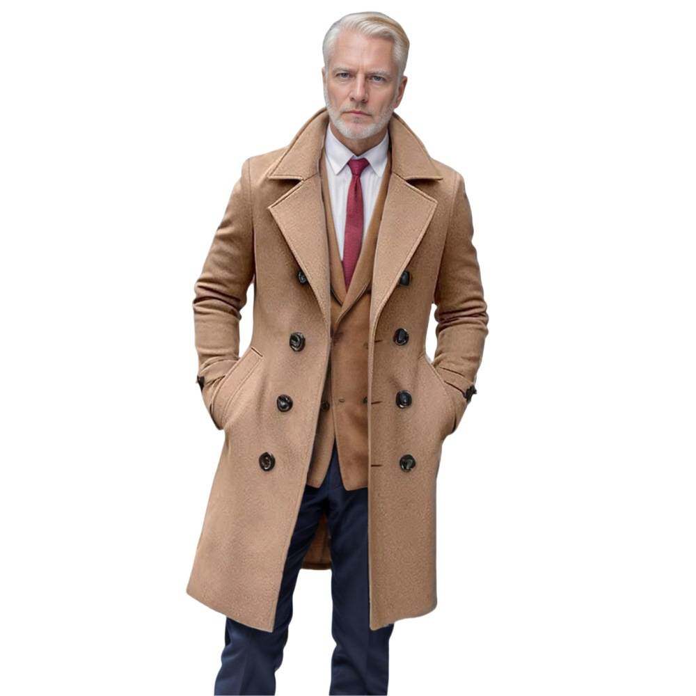 2025men clothes4欧码欧美秋冬男士呢子外套双排扣长款男毛呢大衣