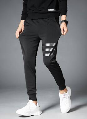 2025men clothes裤黑色弹力面料青年中腰微弹普通九分裤春秋夏季