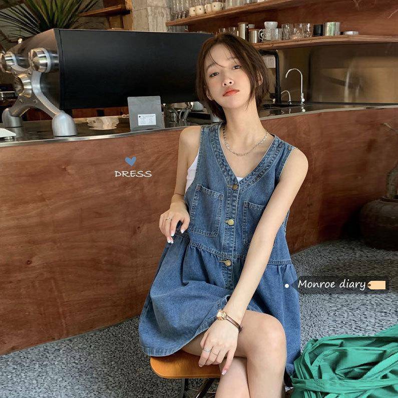 2025women clothes计感小众夏季显瘦小个子无袖吊带背心裙短裙子