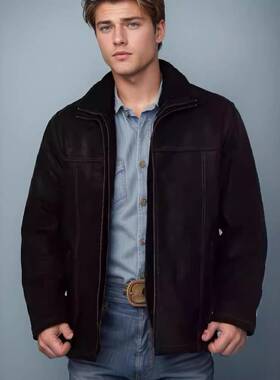 2025men clothes装纯色夹克双拉链春秋外套欧码长袖男士黑色上衣