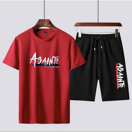 2025men clothes韩版潮流时尚短袖T恤男两件套运动服男士休闲套装