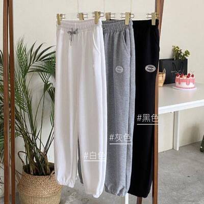 2025women clothes抽绳束脚运动裤女秋季宽松高腰显瘦哈伦裤卫裤