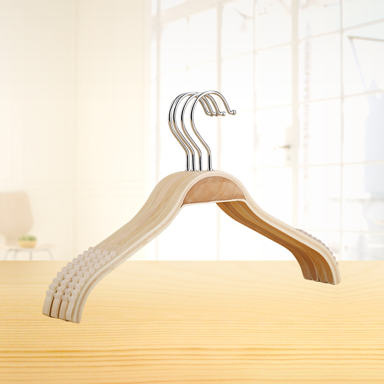 热销韩版竹木女士防滑木衣挂简易服装店成人儿童夹板衣架雕刻LOGO