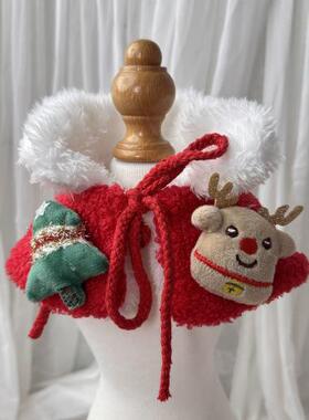 猫咪圣诞围脖衣服红色披风披肩围嘴装饰宠物狗狗圣诞节装斗篷