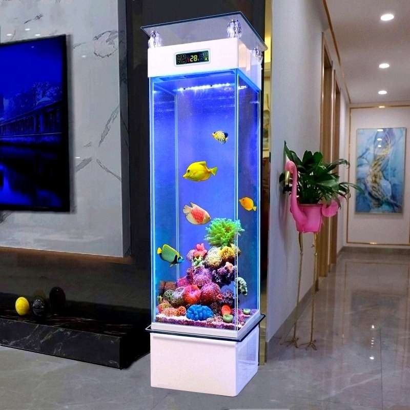 鱼缸客厅中e小型长方形家用 过滤立式落地2023新款超白玻璃水族箱