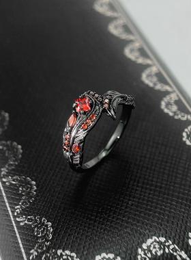 深空游戏同款周边秦彻婚戒黑红版纯银莫桑石免费刻字