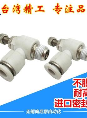 白色气动调速单向节流阀ASL/PSL/SL4/6/8/10/12-01/02/03/04/M5