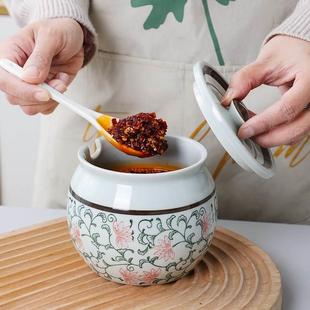 装猪油罐家用搪瓷密封罐陶瓷带盖耐高温荤油罐放油的容器汤锅