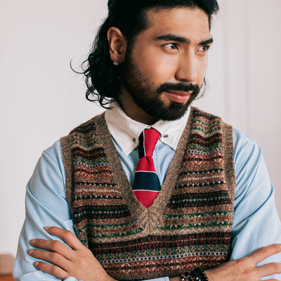 SOARIN YUPPIE英式绅装费尔岛毛衣背心男保暖V领套头提花针织马甲