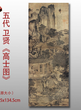 五代卫贤高士图微喷历代名家画稿