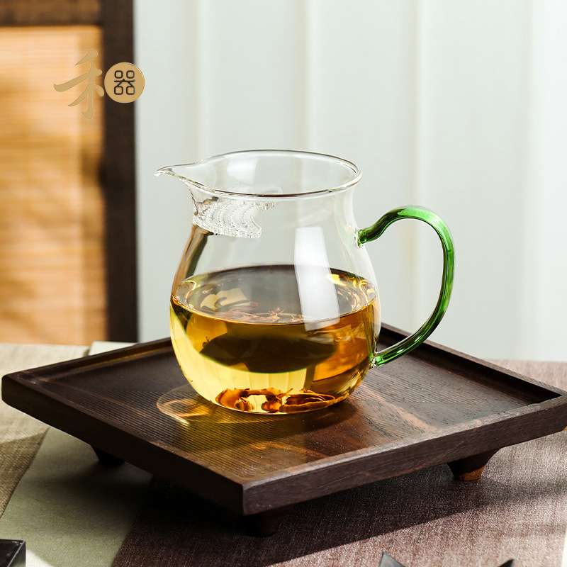 禾器观禄煮茶器玻璃茶漏一体公道杯加厚泡茶过滤分茶器月牙公杯