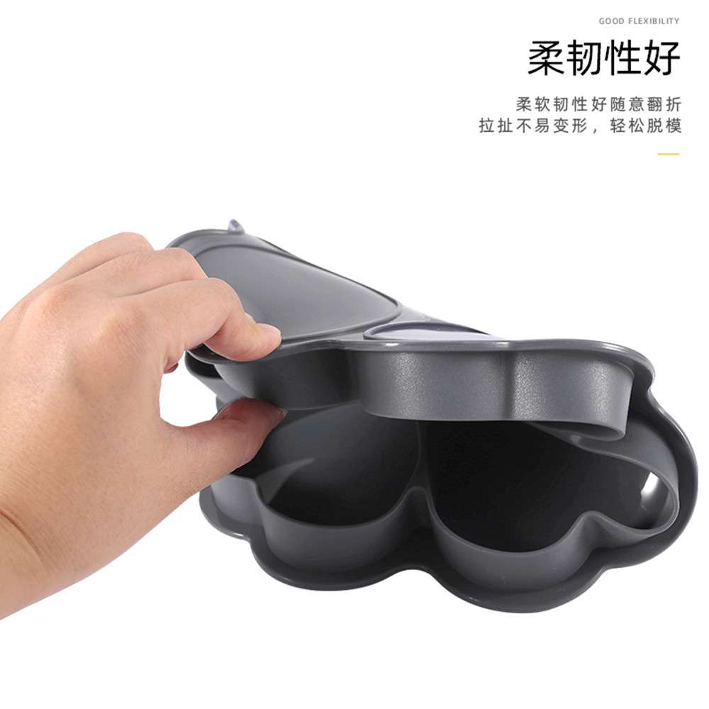 跨境现货5连心型硅胶肉馅模具带硅胶盖汉堡肉饼冰格果冻辅食模具