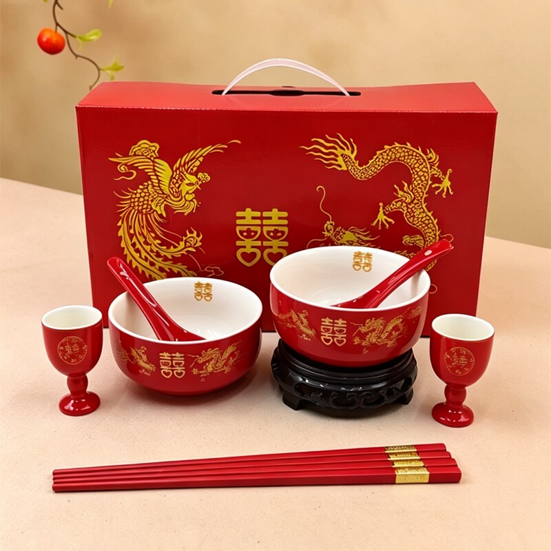 中国风龙凤陶瓷结婚礼盒