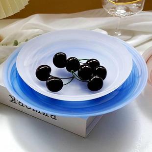 碗碟套装 水墨云彩玻璃盘日式 家用餐具彩色餐盘水果盘子实用汤盘子