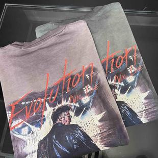 纯棉上衣潮 紫色吉他男女款 香港谢霆锋T恤同款 进化演唱会周边短袖