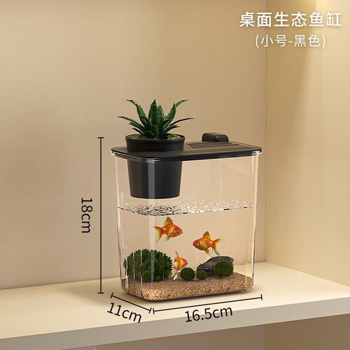 鱼缸家用办公室透明饲养箱造景带灯过滤制氧一体机小型桌面生态缸