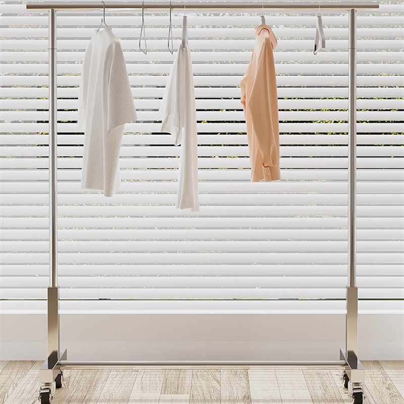 服装店展示架落地l正挂专用移动落地式衣架挂式不锈钢带轮子陈列