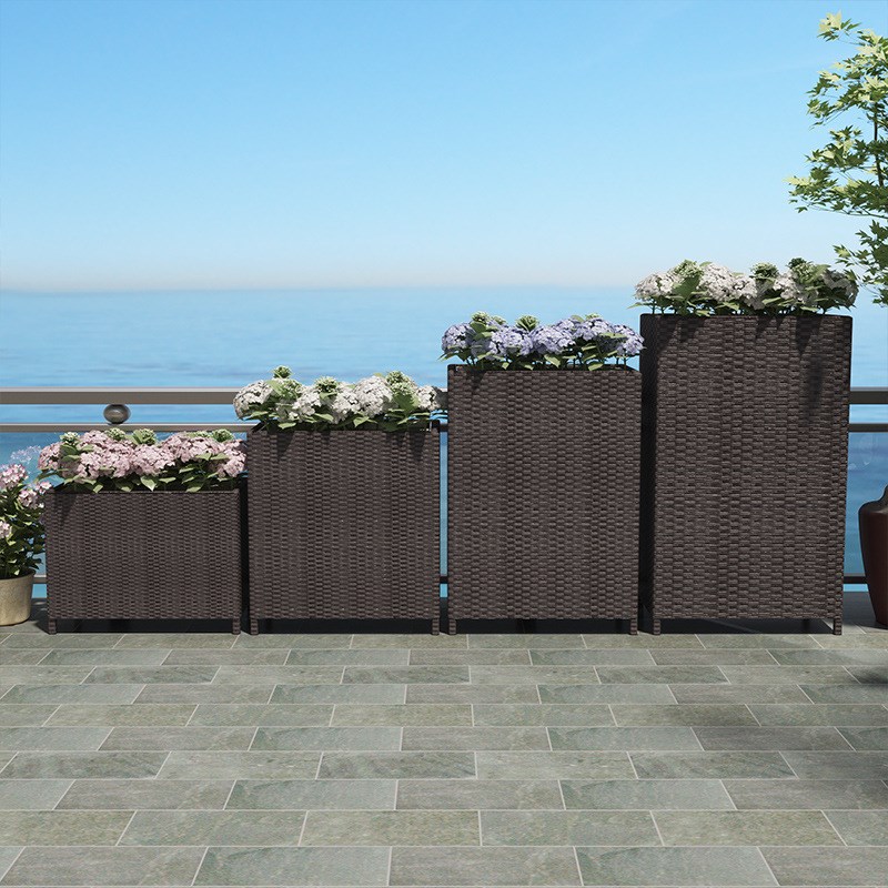 户外藤编长方形阳台防晒花槽种植箱售楼部花箱花盆种菜盆厂家